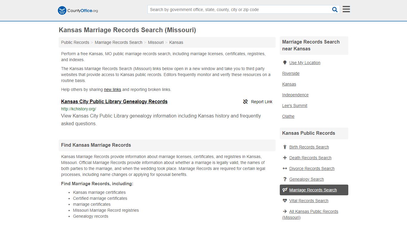 Marriage Records Search - Kansas, MO (Marriage Licenses & Certificates)